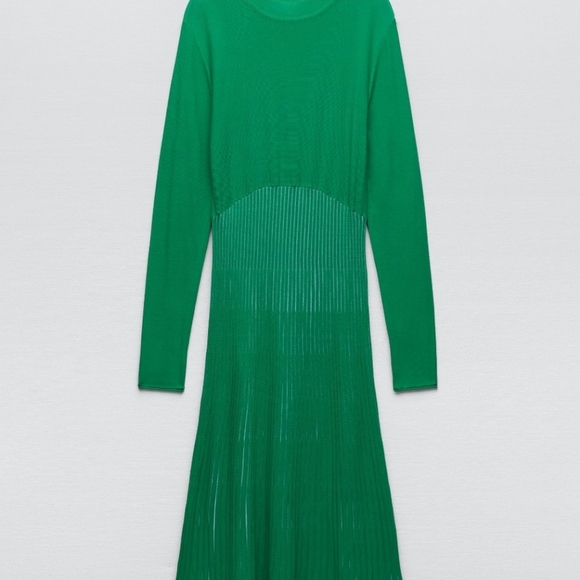 NWT ZARA | Pleated Midi Dress - Picture 3 of 10